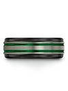 Tungsten Couples Wedding Ring Grey Tungsten Promise Band Green Line Rings - Charming Jewelers