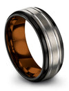 Brushed Grey Anniversary Band for Woman&#39;s Tungsten Carbide Step Flat Ring - Charming Jewelers
