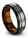 Grey and Teal Ladies Anniversary Ring Tungsten Rings Birth Day Band Grey 8mm - Charming Jewelers
