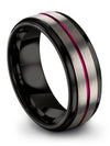 Men Tungsten Grey Anniversary Band Tungsten Rings for Men&#39;s Grooved Grey Set - Charming Jewelers
