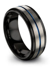 Mens Wedding Rings Set Grey Blue Tungsten Band for Female Cute Couple Band - Charming Jewelers