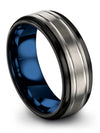 Wedding Grey Tungsten Ring for Woman&#39;s Brushed Grey 8mm Rings Present for Wife - Charming Jewelers