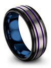 Wedding Band Sets in Grey Personalized Tungsten Rings Grey and Purple Grey Ring - Charming Jewelers