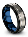 Bands Set for Boyfriend Grey Wedding Tungsten Band for Woman 8mm Brushed - Charming Jewelers