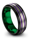 Mens Wedding Bands Unique Grey and Purple Tungsten Band for Womans Customized - Charming Jewelers