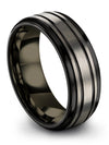 Wedding Bands Set for Woman&#39;s Female Grey Wedding Rings Tungsten Carbide 8mm - Charming Jewelers