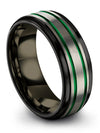 Tungsten Brushed Wedding Rings Tungsten Birthday Rings Plain Grey Green Band - Charming Jewelers