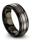 Wedding Rings for His 8mm Tungsten Engagement Woman&#39;s Rings Set Mens Gunmetal - Charming Jewelers