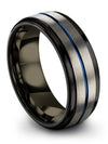 Guys Promise Ring Engravable Tungsten Rings for Men&#39;s Grey Blue Small - Charming Jewelers