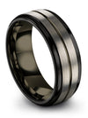 8mm Gunmetal Line Wedding Rings Tungsten Carbide Wedding Ring Set Couples - Charming Jewelers