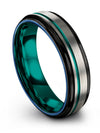 6mm Black Line Wedding Ring for Men Tungsten Men&#39;s Rings Grey Black Big Grey - Charming Jewelers