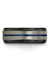 Male Grey and Blue Tungsten Wedding Bands 8mm Tungsten Wedding Rings Grey Bands - Charming Jewelers
