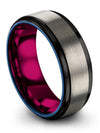 Grey Wedding Band for Man 8mm Line Tungsten Rings