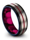 Guy Grey and Red Tungsten Wedding Ring Tungsten Male