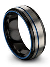 Man Unique Wedding Band Womans Grey Blue Tungsten Wedding Bands 8mm Solid Grey - Charming Jewelers