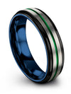 Wedding Sets for Guy and Men 6mm Green Line Rings Tungsten