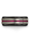 Wedding Bands Set for Her and Girlfriend Grey Fucshia 8mm Lady Tungsten Rings - Charming Jewelers