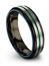 Wedding Bands Sets for Wife and Boyfriend Grey and Green Tungsten Engagement - Charming Jewelers