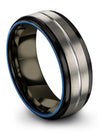 Wedding Bands Matching Engraved Tungsten Band for Guys Grey Carbide Band 11th - Charming Jewelers