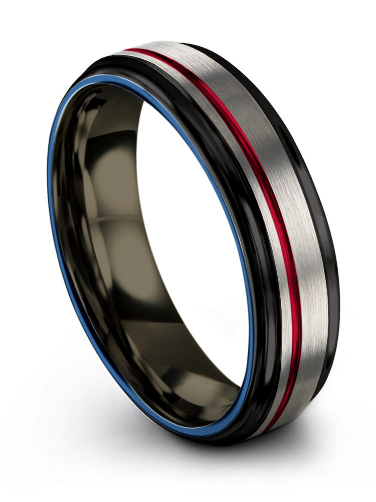 6mm Grey Wedding Ring Tunsen Rings Woman's Custom Rings