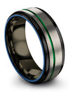 Wedding Rings Grey and Green Tungsten Rings Brushed Cute Engagement Man Bands - Charming Jewelers