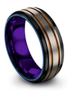 Plain Men&#39;s Wedding Ring 8mm Copper Line Band Tungsten