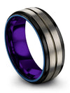 Grey and Gunmetal Wedding Rings 8mm Guys Tungsten Carbide Bands Matching Grey - Charming Jewelers