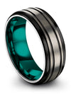 Ring for Wedding Brushed Grey Tungsten Men&#39;s Wedding Ring Big Step Flat Ring - Charming Jewelers