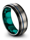 Grey Engagement Promise Ring Set Guys Tungsten Wedding Rings Grey Blue Grey - Charming Jewelers