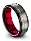 Wedding Rings Him Tungsten Anniversary Bands Custom Guy Grey Bands 8mm Fifth - Charming Jewelers