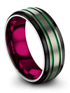 Unique Wedding 8mm Green Line Ring Tungsten Grey Green Female Matching Rings Set - Charming Jewelers