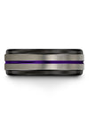 Wedding Band Sets for Wife Tungsten Grey Purple Band for Female Guy Solid Grey - Charming Jewelers