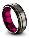 Grey Wedding Band Set Her and Fiance Promise Bands for Men Tungsten Couples - Charming Jewelers