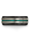 Matte Grey and Teal Woman&#39;s Wedding Ring Tungsten Matching Band for Couples - Charming Jewelers
