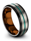 Wedding Band for Men Tungsten Carbide Grey Teal Rings Modernist Grey Ring Woman - Charming Jewelers