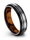 Men&#39;s 6mm Bands Rings Tungsten Ring for Womans Grey Blue