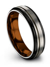 Matching Wedding Ring Sets Tungsten Grey Man Grey Gunmetal 6mm Ring Graduation - Charming Jewelers