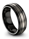 Him and Wife Grey Promise Band Cute Tungsten Bands Engagement Woman&#39;s Ring Set - Charming Jewelers