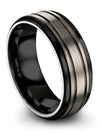 Man Wedding Rings Grey and Gunmetal Plain Tungsten Band Grey Plated Engagement - Charming Jewelers
