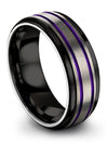Tungsten Carbide Promise Ring Grey Tungsten Bands for Man Grey Purple Grey - Charming Jewelers