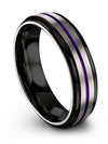 Woman Wedding Rings Purple Line Tungsten Anniversary Ring 6mm Grey Band - Charming Jewelers