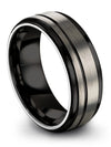 Grey Ring for Lady Wedding Band Grey Tungsten Band for Guy Grey and Black 8mm - Charming Jewelers