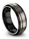 Grey Promise Ring for Men Tungsten Carbide Ladies Wedding Rings Engagement Guy - Charming Jewelers