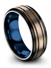 Grey Ring for Lady Wedding Band Grey Tungsten Band for Guy Grey and Copper 8mm - Charming Jewelers