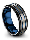 Wedding Bands for Couples Guy Wedding Tungsten Ring Grey Blue Midi Rings Gift - Charming Jewelers