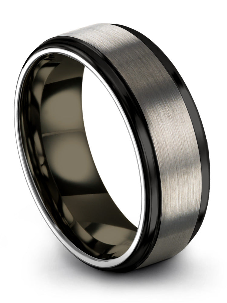 Grey Wedding Bands Custom Tungsten Wedding Rings Set Grey