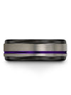 Grey Promise Ring Sets Husband and Her Tungsten Ring for Lady Purple Line - Charming Jewelers
