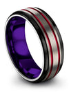 Male Black Line Promise Band Tungsten Wedding Bands Sets Engravable Promise - Charming Jewelers
