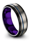 8mm Blue Line Anniversary Ring Ladies 8mm Female Wedding