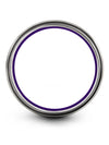 Grey Purple Wedding Bands Set Brushed Tungsten Rings for Male Promise Bands - Charming Jewelers